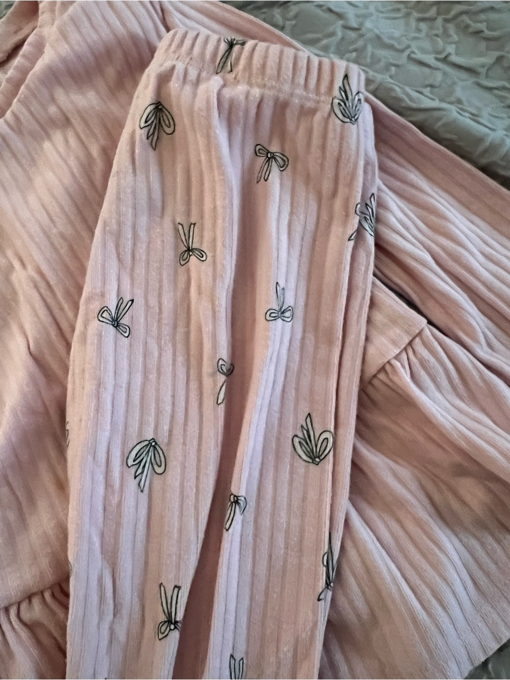 4T Girld Pink Ribbed Peplum Top & Printed Leggings Set - Picture 2 of 3